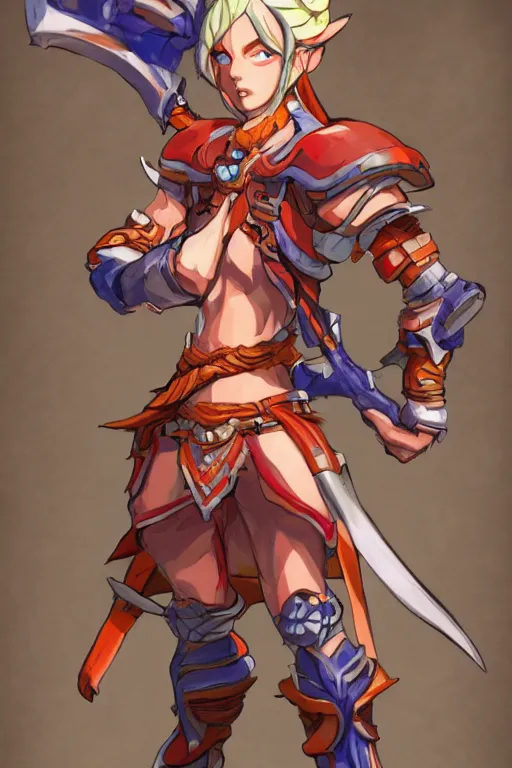 Image similar to character of breath of fire 4 by the artist Max Berthelot. Rendering the full body character . Sharp focus, full of details, by jenny harder and Jason Nguyen , art book, trending on artstation and cell shading