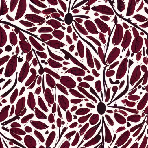 Image similar to abstract pattern, art print, lithography, maroon, beige, white, berries