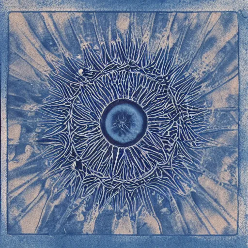 Prompt: a cyanotype