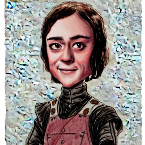 Image similar to caricature of arya stark by Mort Drucker, mad magazine, colored with watercolor, artstation