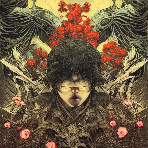 Image similar to 🏴🏴☠🤬, symmetrical, intense, detailed, by bambang nurdianshyah, garis edelweiss, roby dwi antono and dan mumford, ayami kojima, takato yamamoto, barclay shaw, norman rockwel, karol bak, yukito kishiro