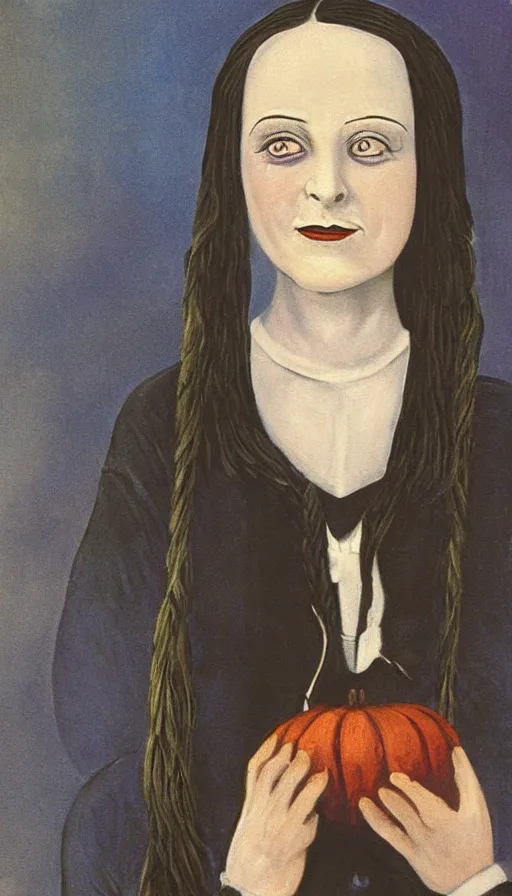 Prompt: a painting of wednesday from the addams family by becket - griffith, jasmine