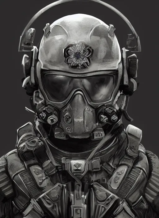 Prompt: spec - ops head, flower logo on forehead, special forces, dark design, artstation, concept art, intricate details