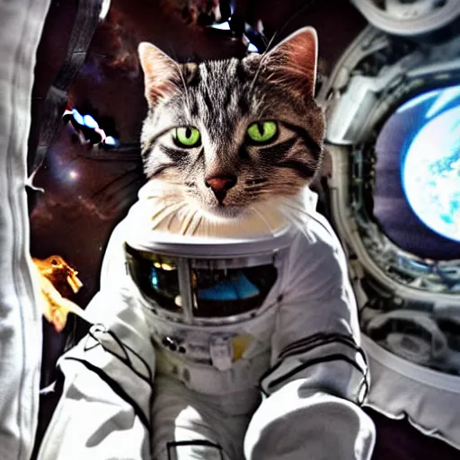 Image similar to photo of cat in space suit