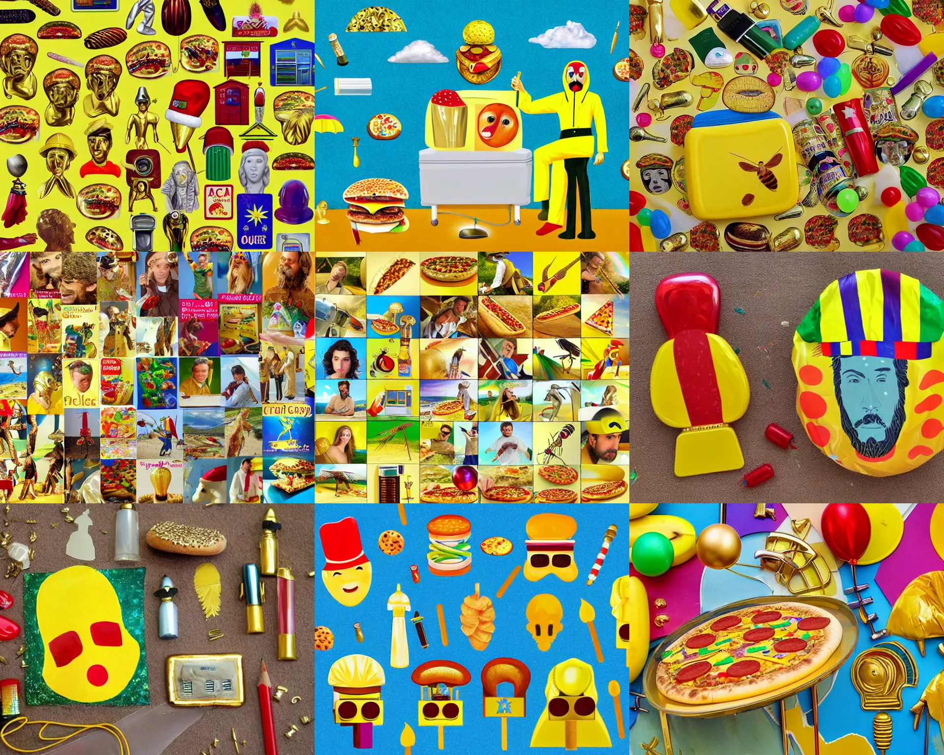 Prompt: Actor Gold Painting Advertisement Grass Parrot Afternoon Greece Pencil Airport Guitar Piano Ambulance Hair Pillow Animal Hamburger Pizza Answer Helicopter Planet Apple Helmet Plastic Army Holiday Portugal Australia Honey Potato Balloon Horse Queen Banana Hospital Quill Battery House Rain Beach Hydrogen Rainbow Beard Ice Raincoat Bed Insect Refrigerator Belgium Insurance Restaurant