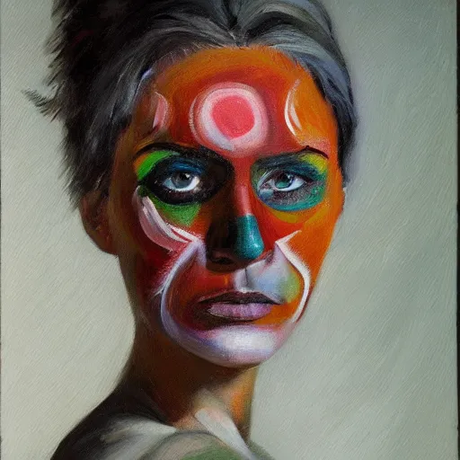 Prompt: portrait of a face painted with oil strokes