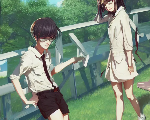 Image similar to boy's love high school scene spring setting, high detail, perfect proportions, realistic shaded lighting poster, smooth sharp contrast, ilya kuvshinov katsuhiro, loish, clamp style trending on art station - h 6 4 0