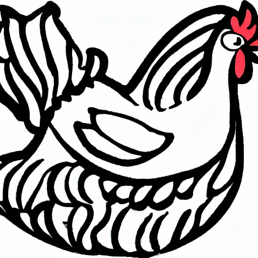 Prompt: Clipart of a female chicken in the style of Memo Angeles