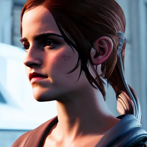 Image similar to emma watson in destiny 2, highly detailed, extremely high quality, hd, 4 k, 8 k, professional photographer, 4 0 mp, lifelike, top - rated, award winning, realistic, detailed lighting, detailed shadows, sharp, no blur, edited, corrected, trending