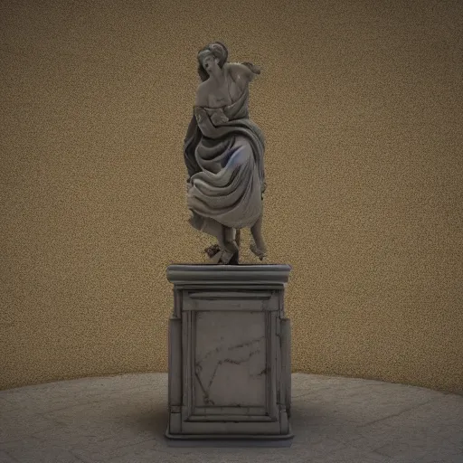 Prompt: baroque vaporwave statue, high detail, rendered in unreal engine, 3d render, god rays, volumetric lighting, award winning, photorealistic, vegetation