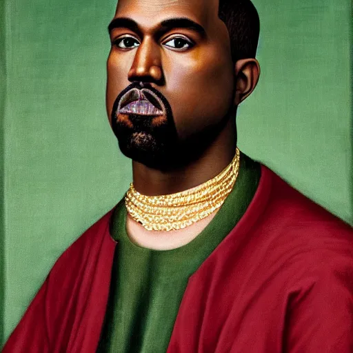 Image similar to A Renaissance portrait painting of Kanye West