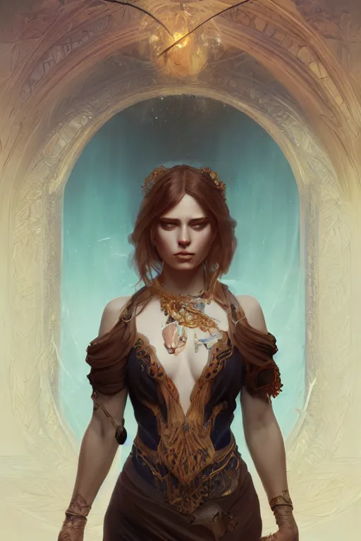 Prompt: beautiful sorceress, accurate anatomy, only two hands, highly detailed, digital painting, artstation, concept art, smooth, sharp focus, illustration, Unreal Engine 5, 8K, art by sakimichan and greg rutkowski and alphonse Mucha
