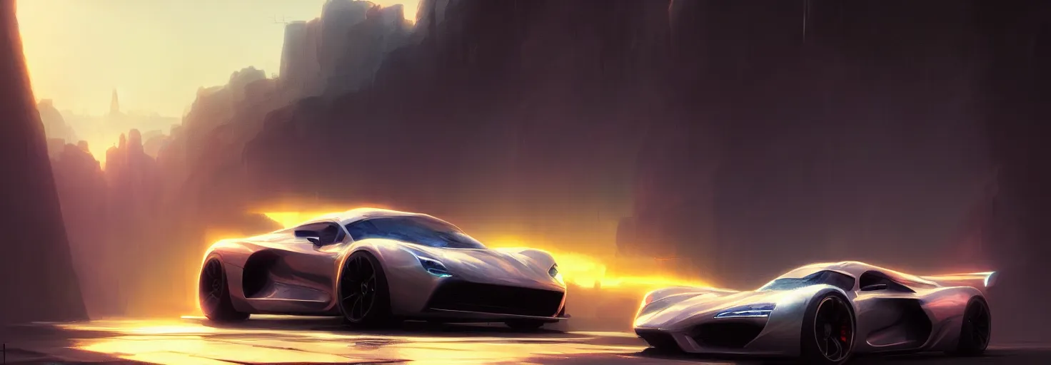 Image similar to Super car, concept art, low angle, high detail, warm lighting, volumetric, godrays, vivid, beautiful, trending on artstation, by Jordan grimmer, art greg rutkowski