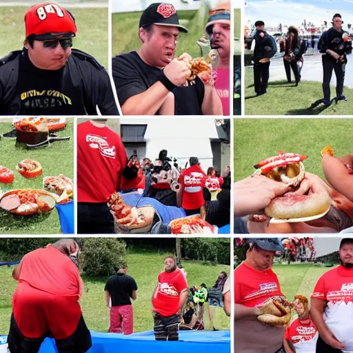 Prompt: Words cannot describe the horrific images we are witnessing here at the scene of the worst accident in the history of hotdog eating contests