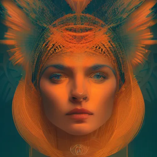 Prompt: a portrait of a goddess by Petros Afshar and Beeple