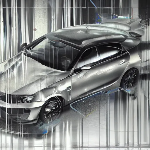 Image similar to sci-fi sport car f1 hatchback transport design organic smooth elastic forms 20% of canvas on the front; background wall structure on the coronation of napoleon painting 20% of canvas; by Jacques-Louis David, pinterest keyshot product render, cloudy plastic ceramic material shiny gloss water reflections, ultra high detail ultra realism, 4k