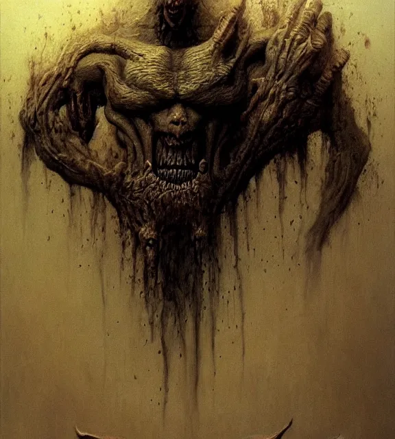 Image similar to chaos berserker, beksinski, trending on artstation