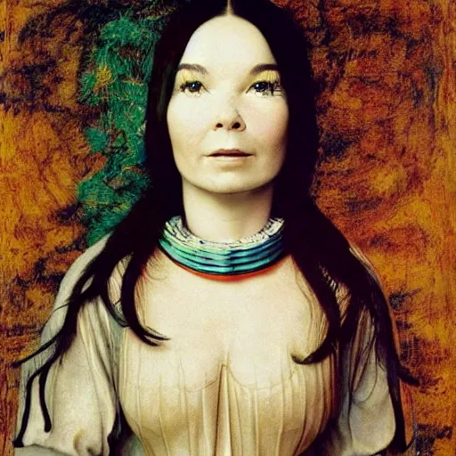Image similar to bjork painted by leonardo da vinci
