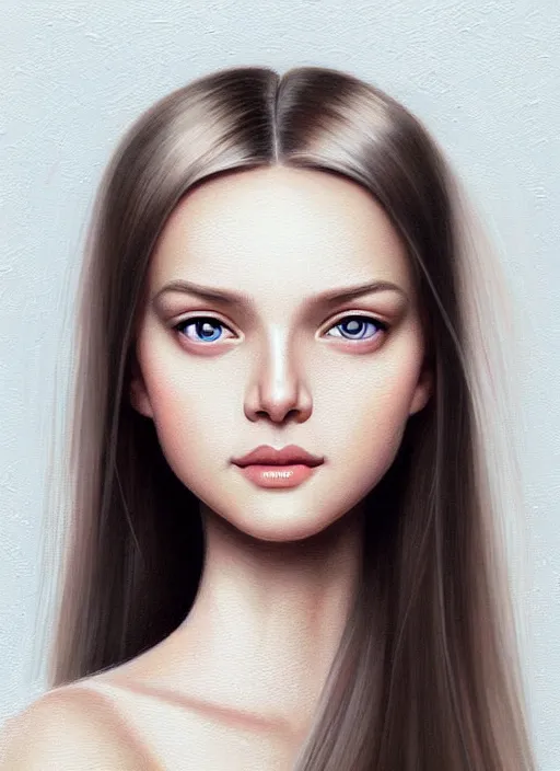 Image similar to beautifully symmetrical face, portrait of young woman blessed with ever - increasing physical and mental perfection, realism, blonde hair, coquettish perfect face!! intricate, elegant, highly detailed, vision of holy perfection!! smile, digital painting, artstation, concept art, smooth, sharp focus, illustration, art by artgerm and greg rutkowski and alphonse mucha