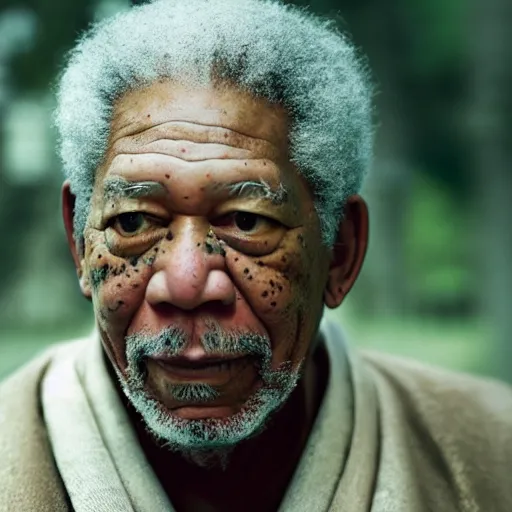 Prompt: a cinematic still of Morgan Freeman as a Japanese Samurai, portrait, shallow depth of field, close up