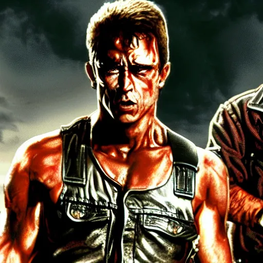 Prompt: terminator vs rambo realistic 4k ultra resolution