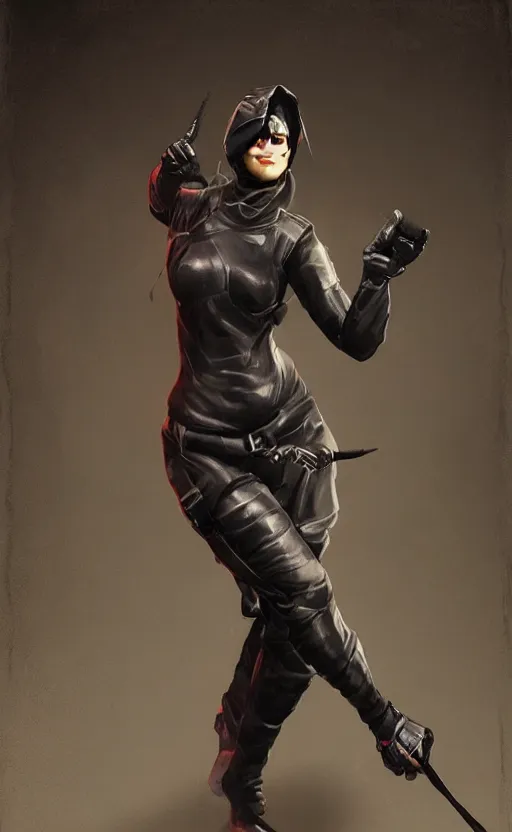 Female in ninja suit. By Rembrandt and artstation