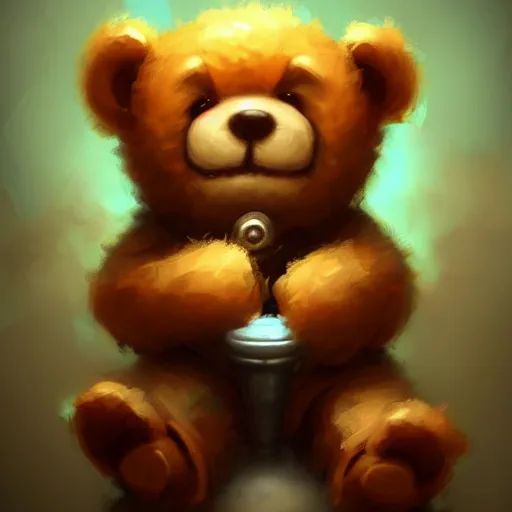 Prompt: cute little anthropomorphic Teddy Bear smoking weed, cover art, ultra wide lens shot , tiny, small, short, cute and adorable, pretty, beautiful, DnD character art portrait, matte fantasy painting, DeviantArt Artstation, by Jason Felix by Steve Argyle by Tyler Jacobson by Peter Mohrbacher, cinematic lighting