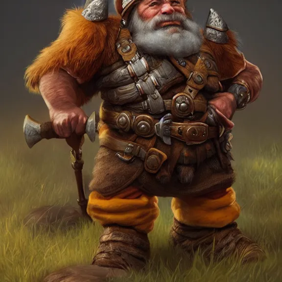 Image similar to Dwarf Ranger with Bear Companion at his feet, RPG Reference Sheet, Oil Painting, Trending on Artstation, octane render, Insanely Detailed, 8k, HD