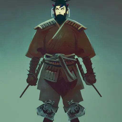 Image similar to upper body illustration ofa samurai master in full armor, he wears a demon mask, bleak and oppressive atmosphere, distress, mattepainting concept blizzard pixar maya engine on stylized background splash comics global illumination lighting artstation, sharp focus, lois van baarle, ilya kuvshinov, rossdraws