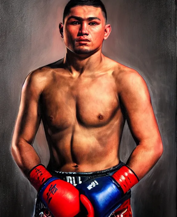 Prompt: ! dream portrait of a handsome young tejano mma fighter, art by denys tsiperko and bogdan rezunenko, hyperrealism