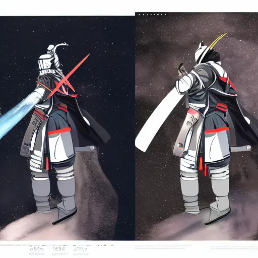 Prompt: a highly detailed space samurai. concept art. 8 k