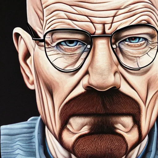 Prompt: portrait of walter white painted by alex grey