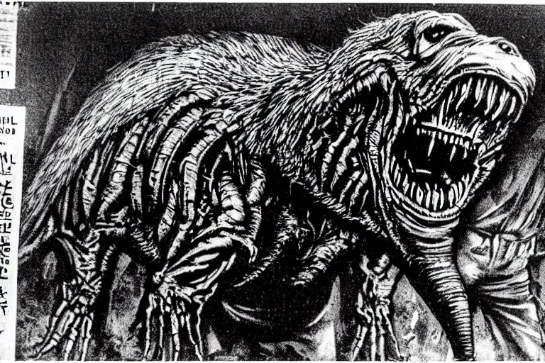 Image similar to very large giant mutant zombie irradiated ( angry rat ) staying on railways in tonnel of moscow subway. tonnel, railways, giant angry rat, furr, fangs, claws, very realistic. extreme long shot, 1 6 mm, herman nitsch and herman nitsch, giger.