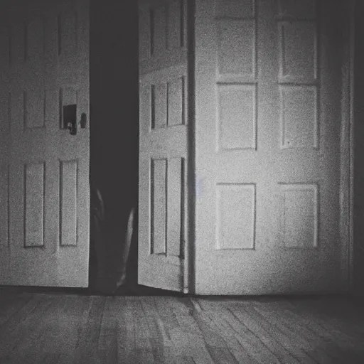 Prompt: creepy figure in your house at night