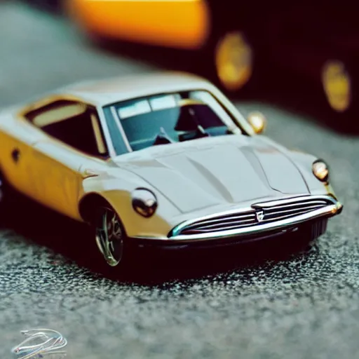 Prompt: 3 5 mm photo of dior design car like hot wheels model, rome background, epic cinematic