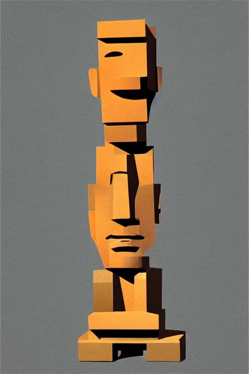 Image similar to cubist moai statue cutout digital illustration cartoon colorful beeple