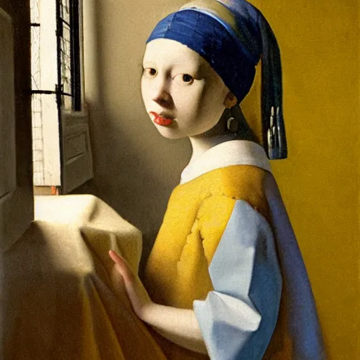 Prompt: high quality high detail painting by johannes vermeer, portrait of a girl in the street, hd, photorealistic lighting