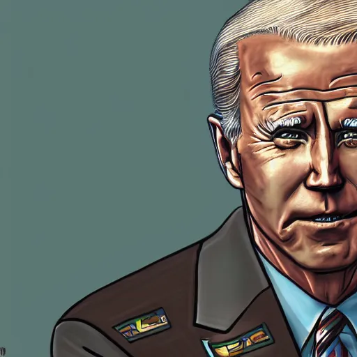 Image similar to a disco elysium portrait of Biden by Aleksander Rostov, highly detailed, symmetry