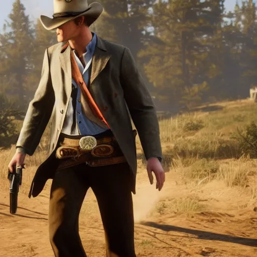 Image similar to Film still of Matt Smith, from Red Dead Redemption 2 (2018 video game)