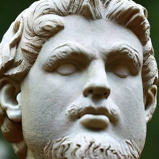 Image similar to Ancient Greek statue of Donald Trump looking smug