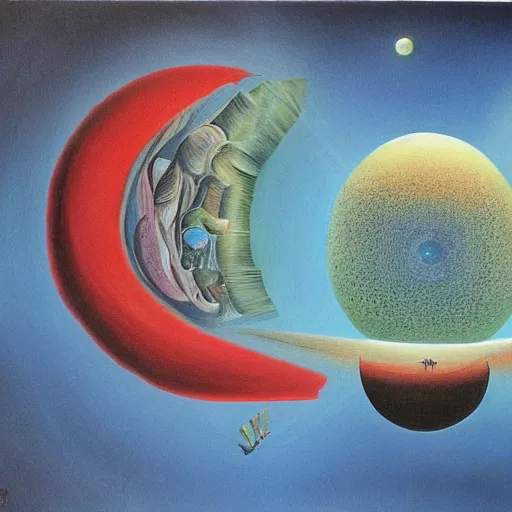 Prompt: Surrealist painting of the universes beginning