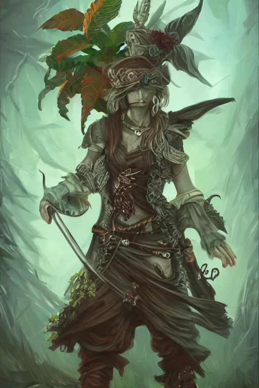 Prompt: fantasy plant pirate, highly detailed, digital art, sharp focus, trending on art station