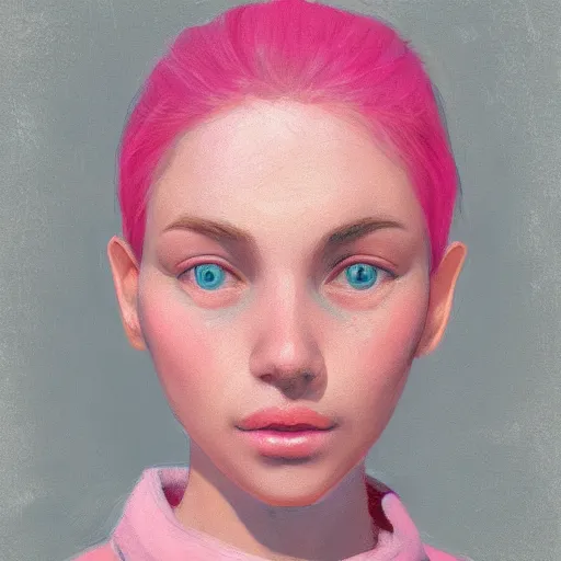 Image similar to portrait, soft, pink, trending on artstation