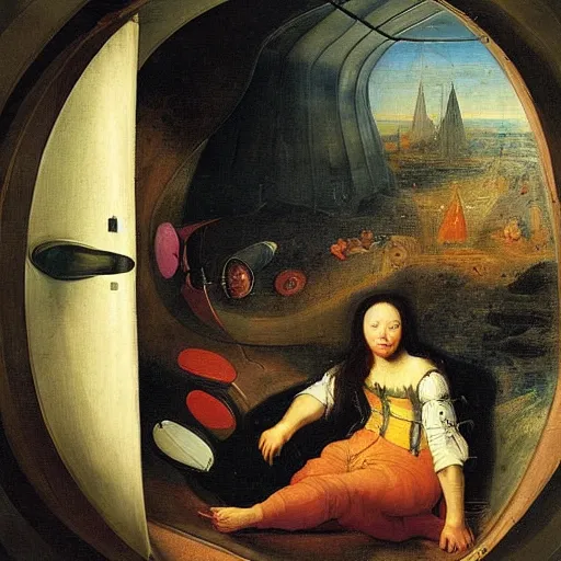 Image similar to Woman inside a spaceship, by Jan Brueghel the Elder