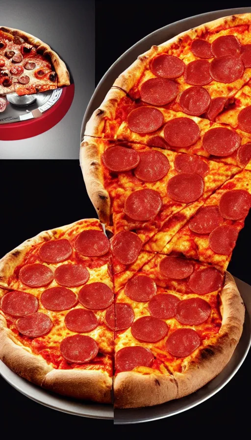 Prompt: the eye of sauron is being used to advertise the new deep dish pizza from little caesars. 4 k, hyperrealistic, surrealcore, high detail