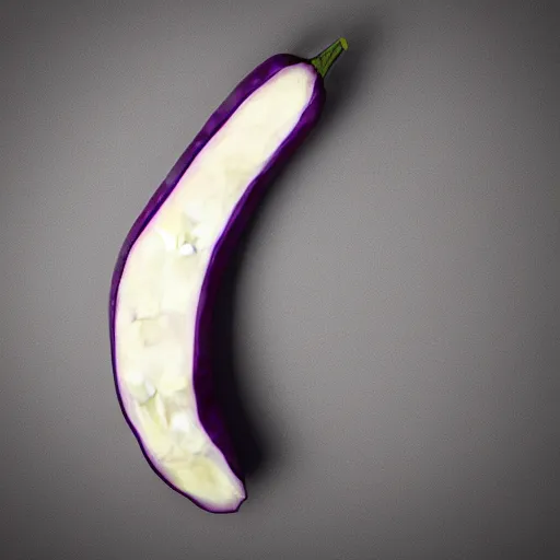 Image similar to isometric 3d render of an eggplant, white background, studio lighting