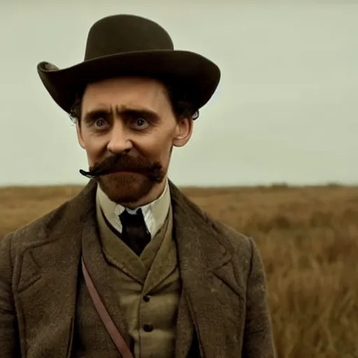 Prompt: Tom Hiddleston playing Daniel Plainview in There Will Be Blood