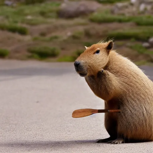 Image similar to a capybara playing drums