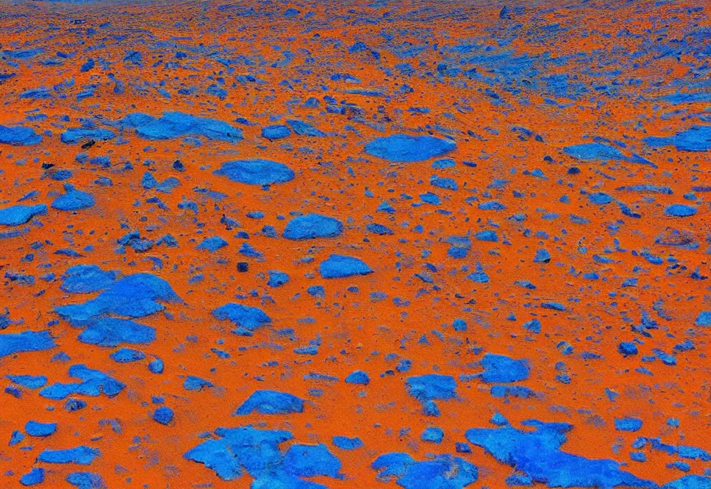 Image similar to mars landscape with blue vegetation