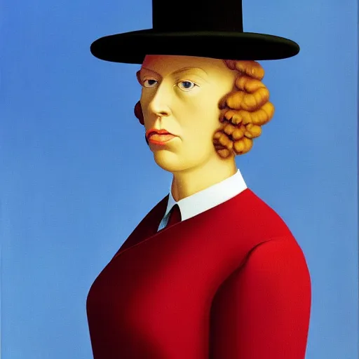 Prompt: painting of Renee Magritte by Renee Magritte, highly detailed, 8k, cinematic,